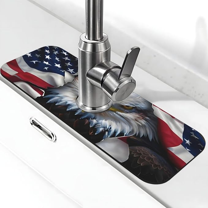 American Eagle Flag Kitchen sink faucet pad, strong water absorption, anti slip by Unknown