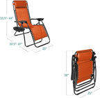 Best Choice Products Set of 2 Adjustable Steel Mesh Zero Gravity Lounge Chair Recliners w/Pillows and Cup Holder Trays - Burnt Orange - Image 3