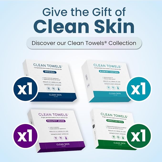 Clean Skin Club Clean Towels® XL Variety 4-Pack Travel Set, Disposable Face - Image 3