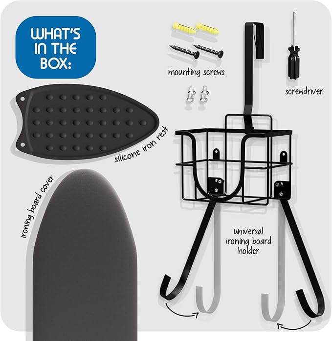 Ironing Board Holder Wall Mount & Over The Door Hanger, Laundry Room Ironing - Image 2