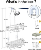 YASONIC Shower Caddy Hanging, Never Rust Shower Organizer Hanging, Aluminum - Image 2