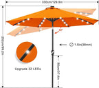 ABCCANOPY Durable Solar Led Patio Umbrellas with 32LED Lights 11FT (Orange) - Image 2