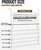 Hanging Closet Rod Stainless Steel, 1 Pack Adjustable Height & Width Closet Rod - Image 6