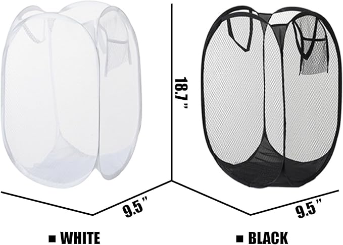 2pcs Pop Up Mesh Laundry Hamper Room Collapsible Storage Bin Lightweight Basket - Image 2