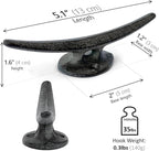 Ambipolar 5 Pack Decorative Cast Iron Heavy Duty Double Hooks, Wall Mounted - Image 2