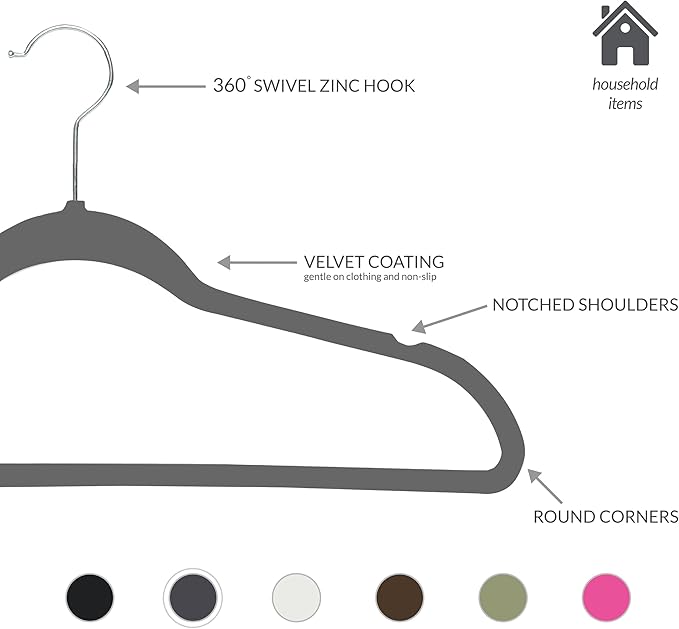 Simplify Slim Velvet Clothes Hangers | 25 Pack | Non-Slip | Shirts | Suit | - Image 2