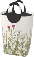 Vintage Floral Plants Laundry Basket Wild Flowers Herbs Foldable Collapsible by Unknown
