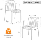Patio Dining Chairs Set of 4, All-Weather Outdoor and Indoor Stackable Chairs with Curved Back, Waterproof for Patio, Deck, Porch, Backyard, Restaurant & Cafe Use, White - Image 2