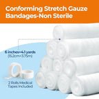 Gauze Rolls Bandages 6" x 4.1yds, Conforming Stretch Gauze Bandage 6 Inch - Image 2