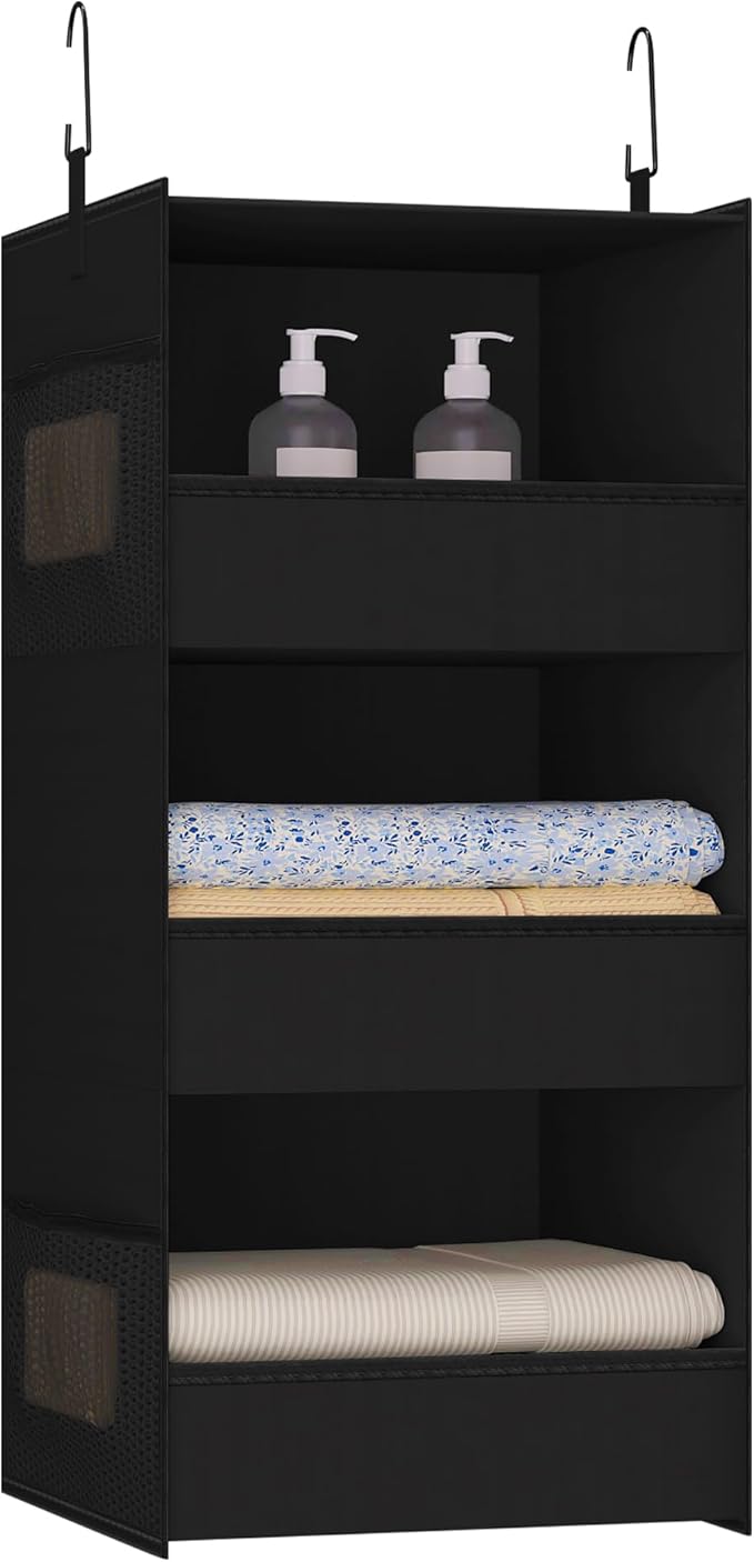 3-Shelf Hanging Closet Organizer and Storage, Foldable Hanging Closet Shelves by Bosuelife