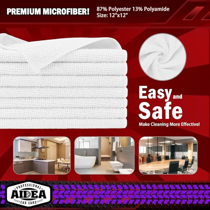 AIDEA Microfiber Cleaning Cloth White 20PK, Microfiber Towels - Image 6
