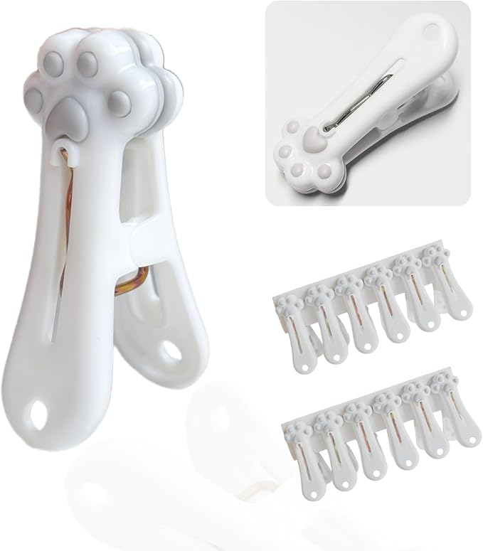 Plastic Clothespins Laundry Clothes Pins -12 Pack, Traceless Clothes Pegs by MEOVVZOO-YourHouseholdExpert