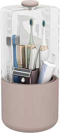 Toothbrush Holder with Cover 360 Rotating 4 Compartments Bathroom Toothpaste by YOOLENS
