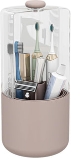 Toothbrush Holder with Cover 360 Rotating 4 Compartments Bathroom Toothpaste by YOOLENS