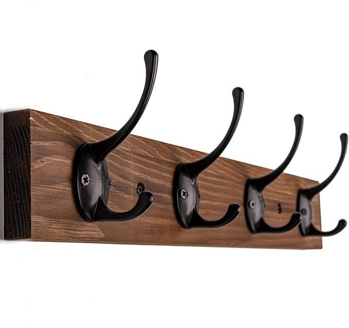 Coat Hooks Wall Mounted, Wooden Hat Rack by VERTORGAN