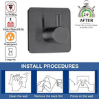 Black Adhesive Towel Hooks Heavy Duty Stick on Wall Hooks Shower Hooks - Image 3