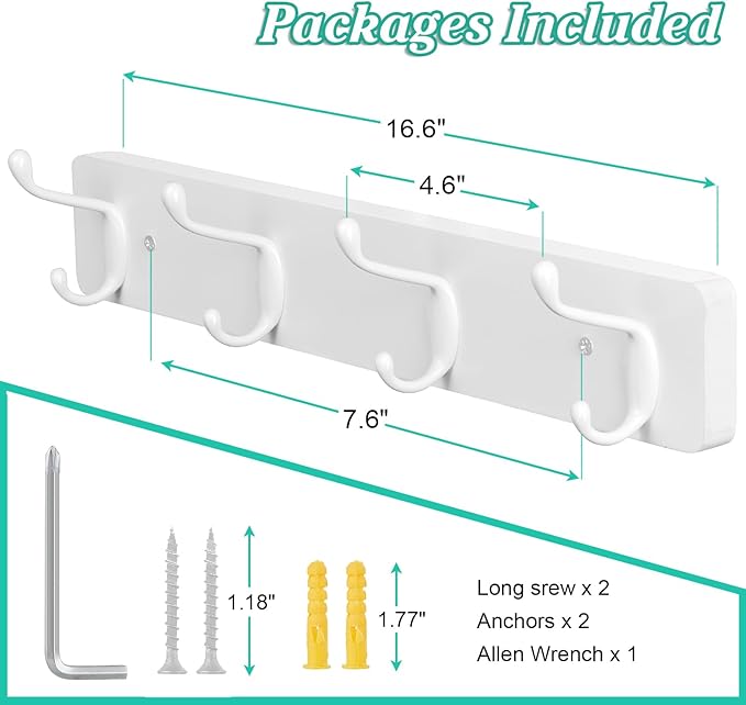 2 Pack Coat Rack Wall Mount - Image 7