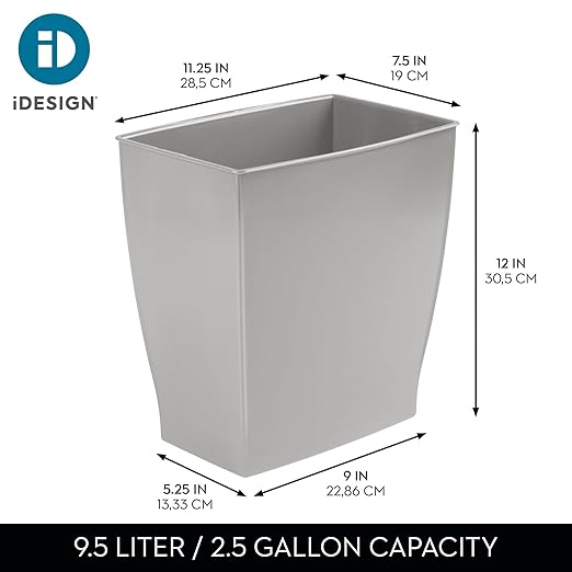 iDesign Small Plastic Bathroom Trash Can, Slim Rectangle Garbage Bin - Image 4