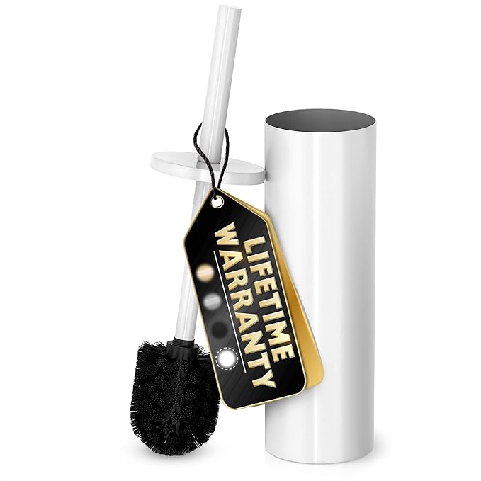 Stainless Steel Toilet Brush and Holder Set White by Novsix