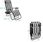 Best Choice Products Set of 2 Adjustable Steel Mesh Zero Gravity Lounge Chair Recliners w/Pillows and Cup Holder Trays - Black Striped - Image 2