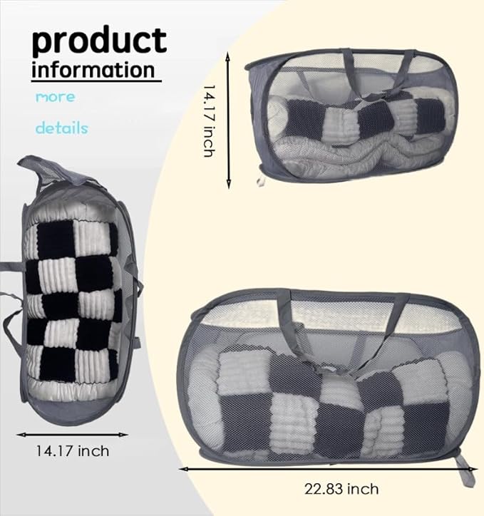 1 Pack Collapsible Laundry Baskets Popup Mesh Laundry Basket Durable Handles - Image 2