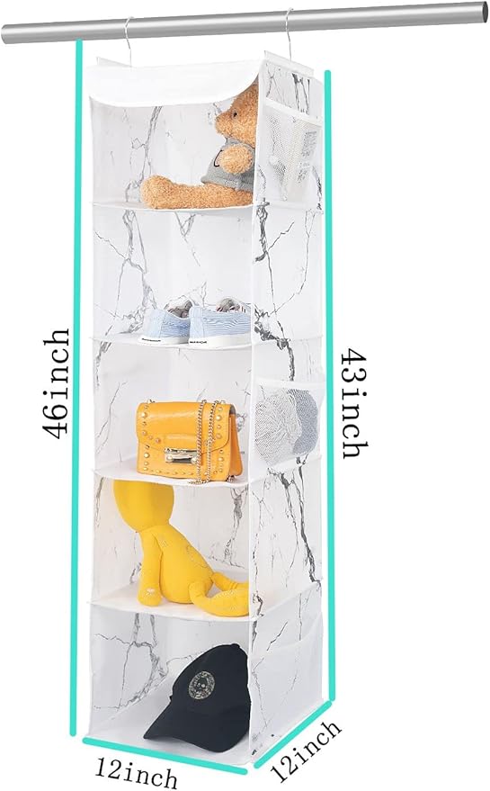 5 Shelves Hanging Closet Organizer, 2 Pack Hanging Storage - Image 3