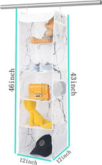 5 Shelves Hanging Closet Organizer, 2 Pack Hanging Storage - Image 3
