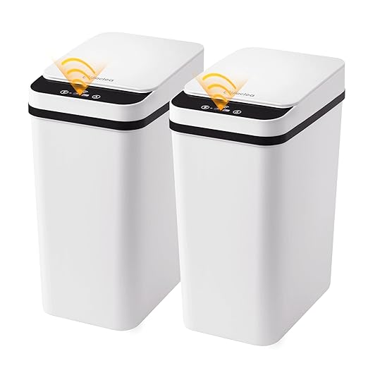 Bathroom Trash Can with Lid 2.6 Gallon Automatic Touchless Trash Cans Small by LJIACLEATouchlessTrashCan