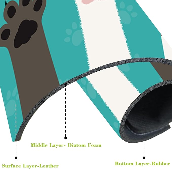 Sink Splash Guard Faucet Mat Cat Paws and Footprints Absorbent Fast Drying Mat - Image 3