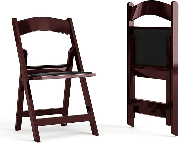 Flash Furniture Hercules Series Folding Chair - Red Mahogany Resin – 2 Pack 800LB Weight Capacity Comfortable Event Chair - Light Weight Folding Chair by FlashFurniture