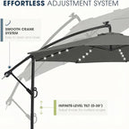 wikiwiki 10ft Solar LED Patio Umbrella with Base Included, Offset Umbrella with Weighted Sandbag Base, Cantilever Patio Umbrella for Backyard, Garden & Deck, 32 LED Lights & Polyester Shade, Dark Gray - Image 6