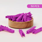 50PCS Colored Wooden Clothespins, 2.9inch Hot Pink Clothes Pins - Image 3
