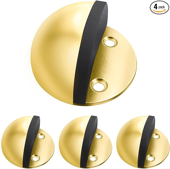 4 Pack Door Stops, Self Adhesive Floor Door Stopper, Stainless Steel Floor by Gudui