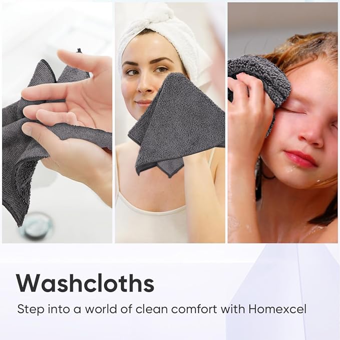 HOMEXCEL Microfiber Washcloths 24 Pack, Highly Absorbent and Soft Face Towel - Image 5