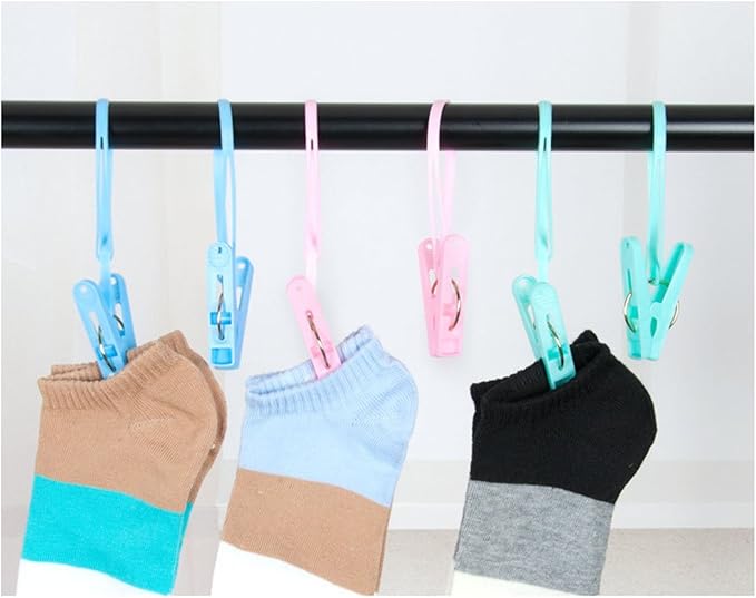 yueton Pack of 12 Clothes Peg Clip Pins Rope Hanging Clothesline Windproof - Image 4