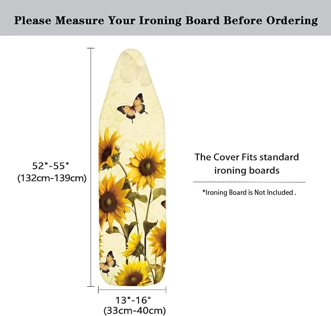 Sunflower Butterfly Ironing Board Cover and Pad- 52" x 13" Iron Board Cover - Image 6