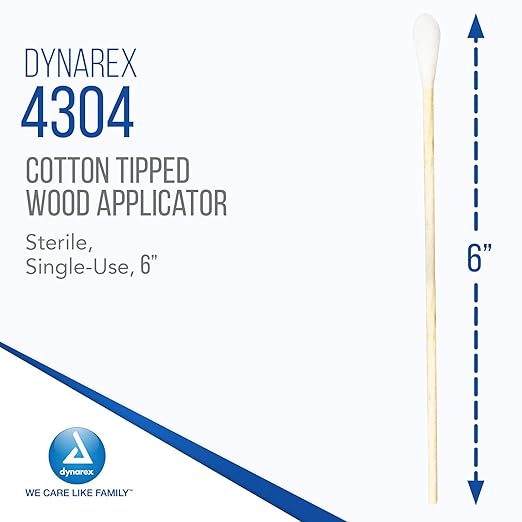 Dynarex 6-Inch Sterile Cotton Tipped Applicators - Image 2