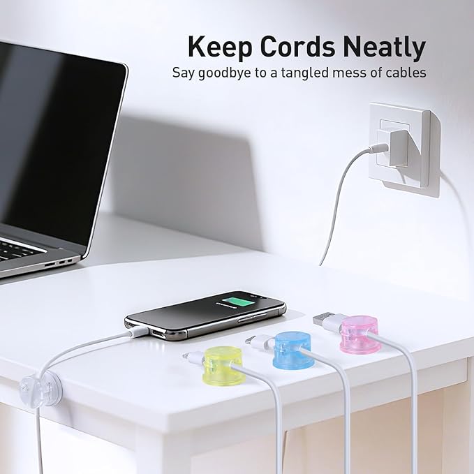 AGPTEK 8 Pack Magnetic Cable Clips, Upgraded 360° Rotatable Cord Holder Clips - Image 6