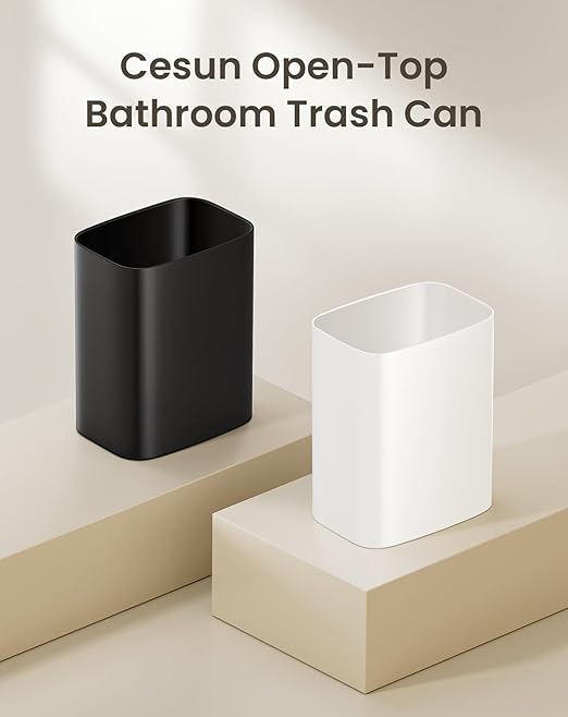 Cesun Small Bathroom Trash Can, 3.4 Gallon Metal Garbage Can, Slim Stainless - Image 8
