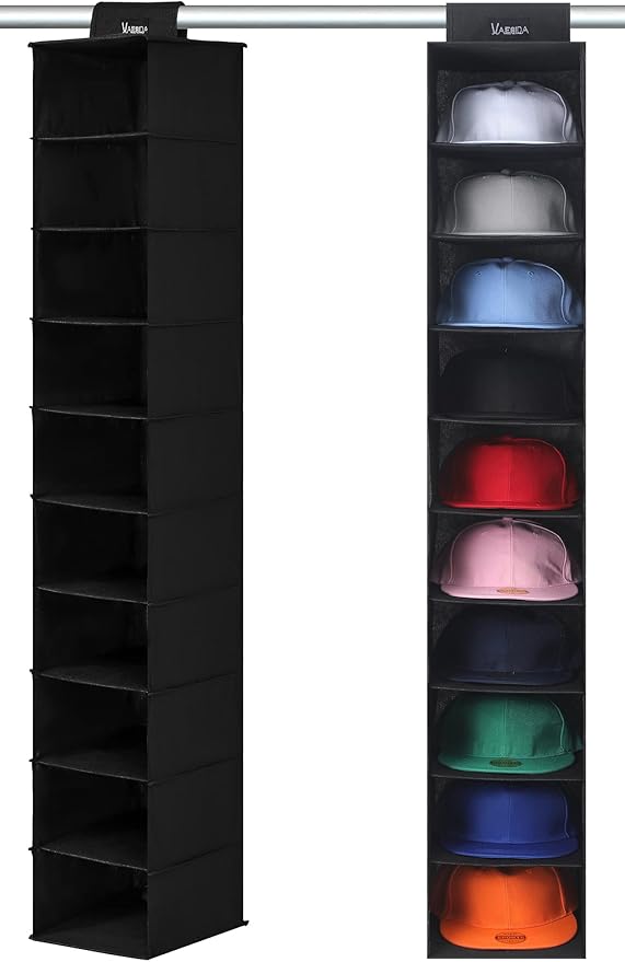VAESIDA Hat Rack for Closet, 10 Shelf Hanging Hat Organizer for Baseball Caps by VAESIDA
