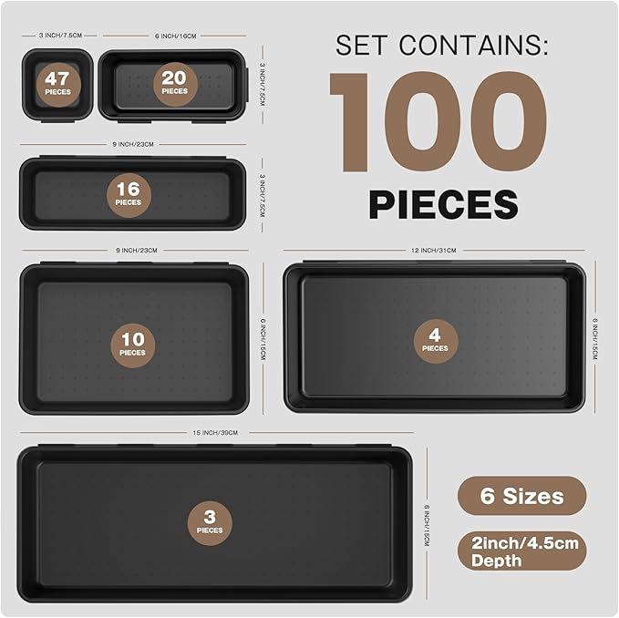 A-LuGei 【 】 Tool Box Organizer Tray Set【Fits 100+ Tools】 Black - Image 3
