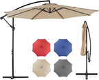 OLIXIS Offset Patio Umbrella, 9.7FT Cantilever Table Umbrellas for Outdoor Sun Shade UV Protection with Easy Tilt Adjustment, 8 Ribs for Backyard, Lawn, Garden, Pool - Khaki by OLIXIS