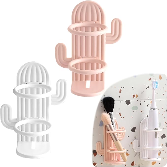 Cactus Pattern Toothbrush Holder Bathroom countertop Organizer Modern Style and by Unknown