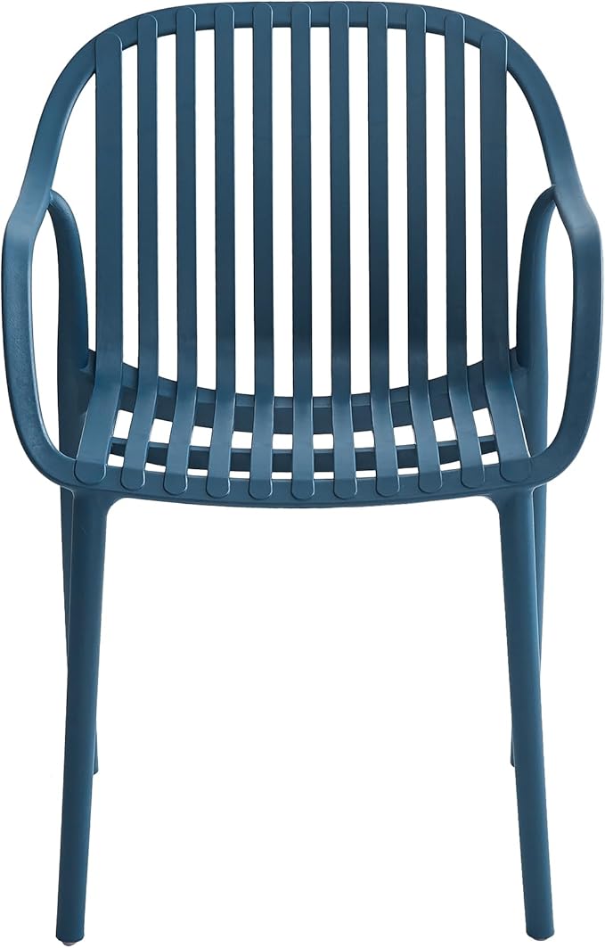 Modern Stackable Outdoor & Indoor Plastic Dining Chairs Set, Armchairs Set, Weather-Resistant, Ideal for Patios, Cafes, and Home Use, Set of 4 (Blue) - Image 7