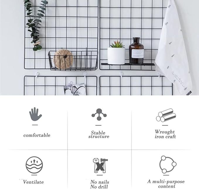 3 Pack Grid Panel Hanging Wire Basket, Storage and Display Basket - Image 5