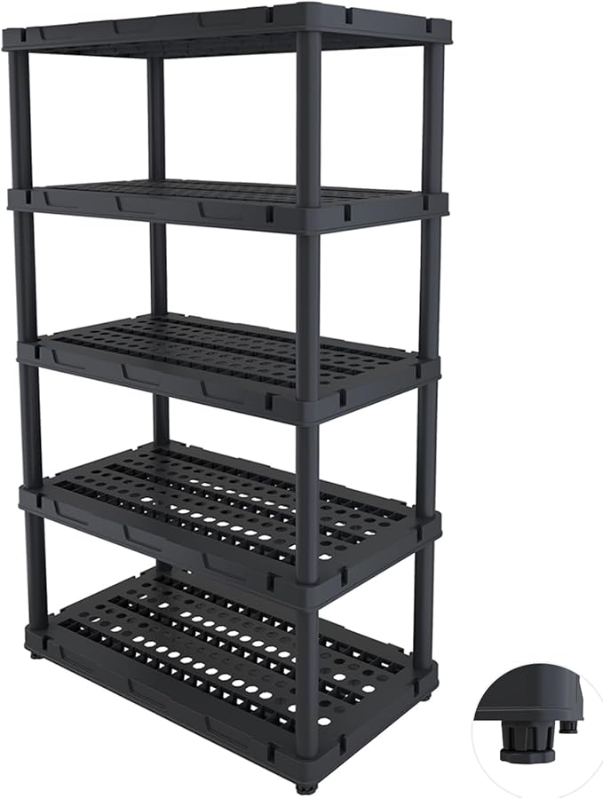Plastic Storage Shelves, Plastic Heavy Duty Shelves 16.93" D x 35.43" W x 72.44" H,5-Tier Garage Storage Shelving, Shelving Units and Storage by Unknown