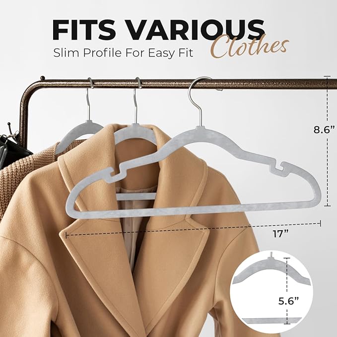 30 Pack Velvet Hanger for Shirt Pants Dresses Skirts Suits Jackets - Image 3