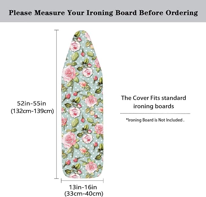 Pink Rose Ironing Board Cover Pad Cover Scorch Stain Resistant Ironing Board - Image 5