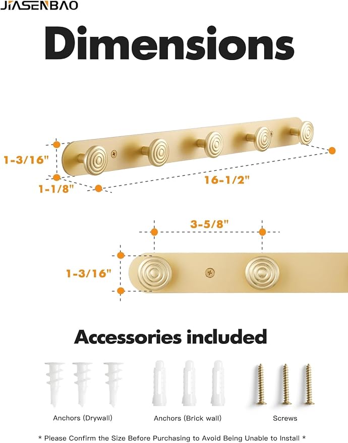 1 Pack Coat Rack Wall Mounted Gold Brass Towel Hooks - Image 2