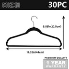 MIZGI All Black Velvet Hangers 30 Pack, Premium Flocked Clothes Non-Slip Felt - Image 6
